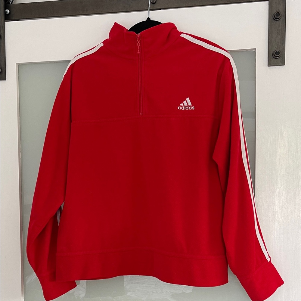 Adidas Red Quarter-Zip with White Accents